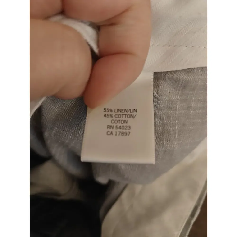 Banana Republic Harrison Slate Gray Linen Wide Leg Trouser Pants Size 14 Career